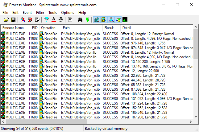 Process Monitor output